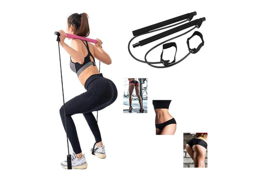 Portable Pilates Gym Workout Set with Resistance Bands & Adjustable Exercise Stick – Home Fitness Training Equipment