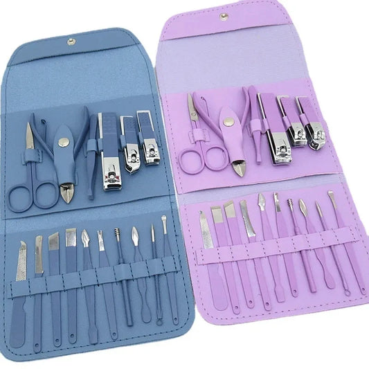16-Piece Nail Cutter Set Stainless Steel Nail Clippers Kit with Folding Travel Case – Professional Manicure & Pedicure Tools for Men & Women