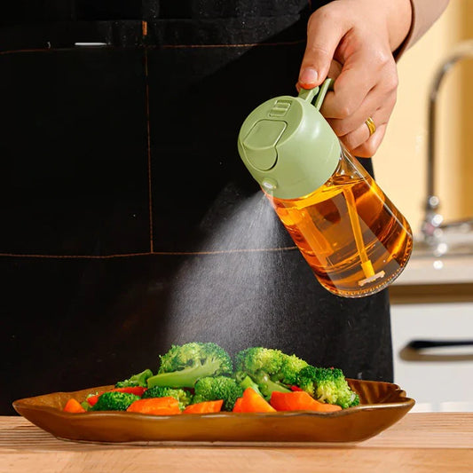 2-in-1 Oil Sprayer & Dispenser Bottle – Leakproof Glass Cooking Oil Spray & Pour Bottle for Kitchen, Air Fryer, Baking & Salad