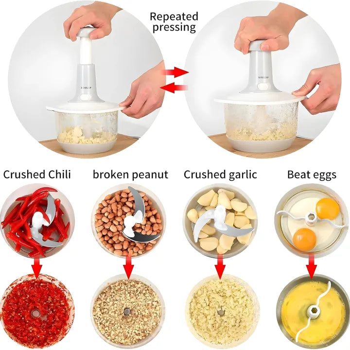 Multifunction Hand Press Manual Vegetable Chopper | Quick & Easy Vegetable Cutter, Onion & Garlic Chopper