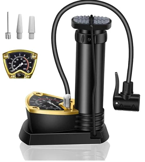 Foot & Hand Air Pump with Pressure Gauge – Portable Manual Tire Inflator for Car, Bike, Bicycle, Balls & Inflatables