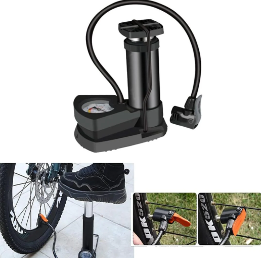 Foot & Hand Air Pump with Pressure Gauge – Portable Manual Tire Inflator for Car, Bike, Bicycle, Balls & Inflatables