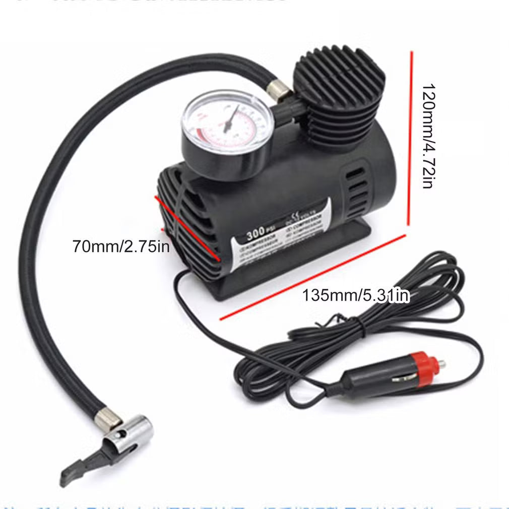 Mini Air Compressor 12V Car Tire Inflator Portable Electric Air Pump for Auto, SUV & Motorcycle