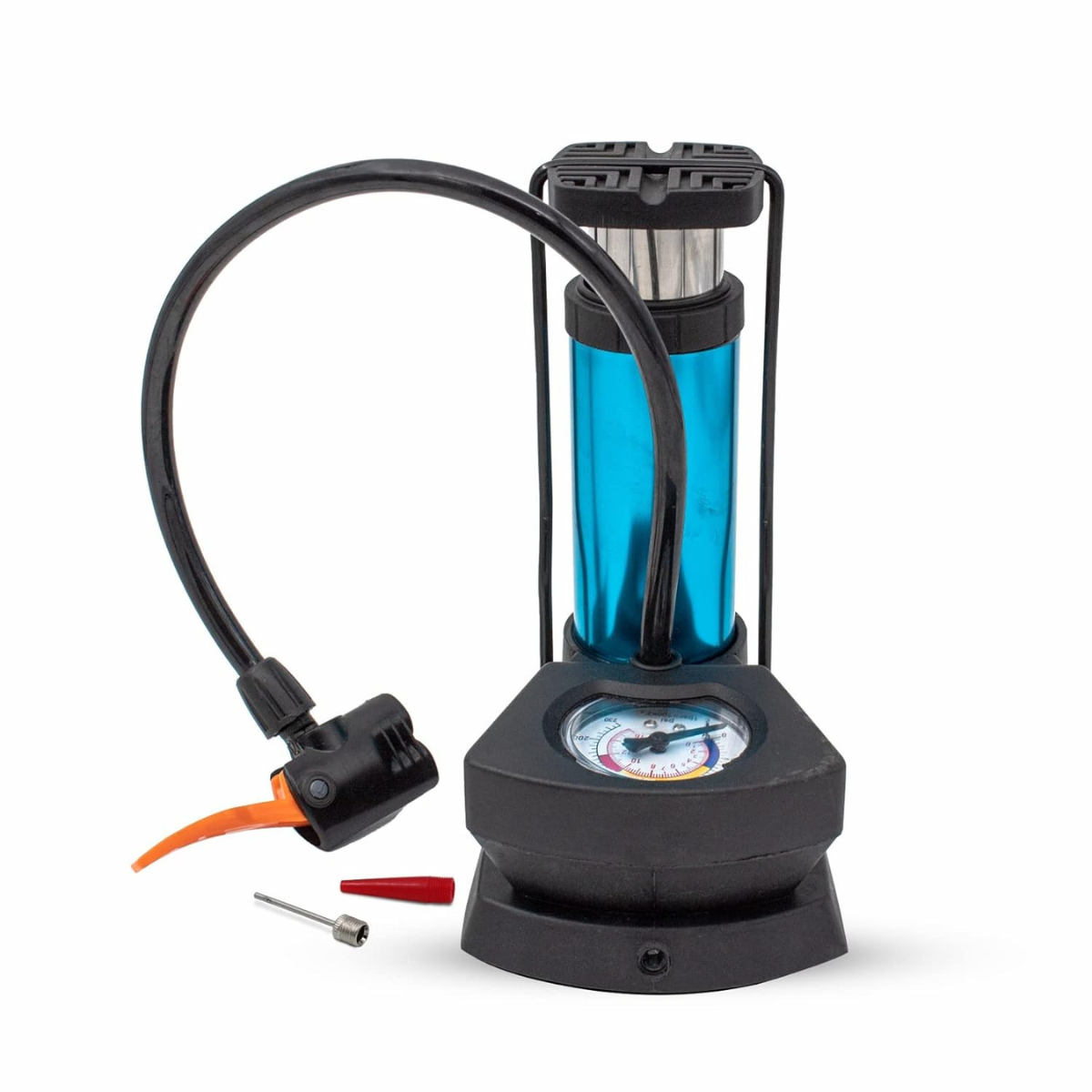 Foot & Hand Air Pump with Pressure Gauge – Portable Manual Tire Inflator for Car, Bike, Bicycle, Balls & Inflatables