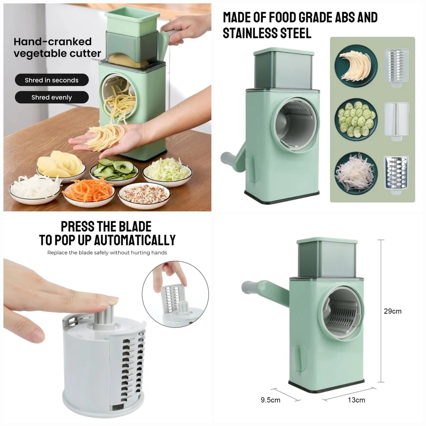 Vegetable Cutter Grinder – Manual Multi-Function Vegetable Slicer, Chopper & Shredder Kitchen Tool