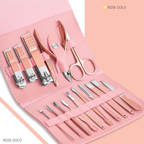 16-Piece Nail Cutter Set Stainless Steel Nail Clippers Kit with Folding Travel Case – Professional Manicure & Pedicure Tools for Men & Women