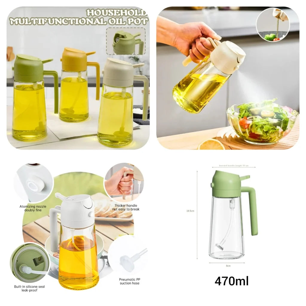 2-in-1 Oil Sprayer & Dispenser Bottle – Leakproof Glass Cooking Oil Spray & Pour Bottle for Kitchen, Air Fryer, Baking & Salad