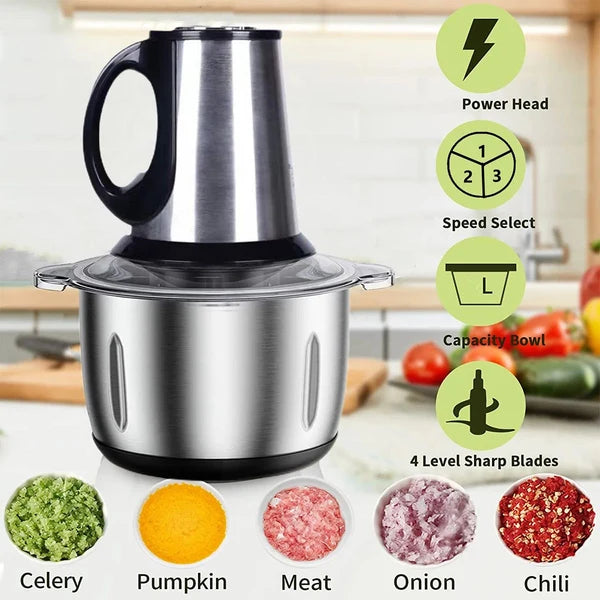 Electric Meat Grinder 2-Speed Stainless Steel | Powerful Meat Mincer & Food Chopper for Home Kitchen