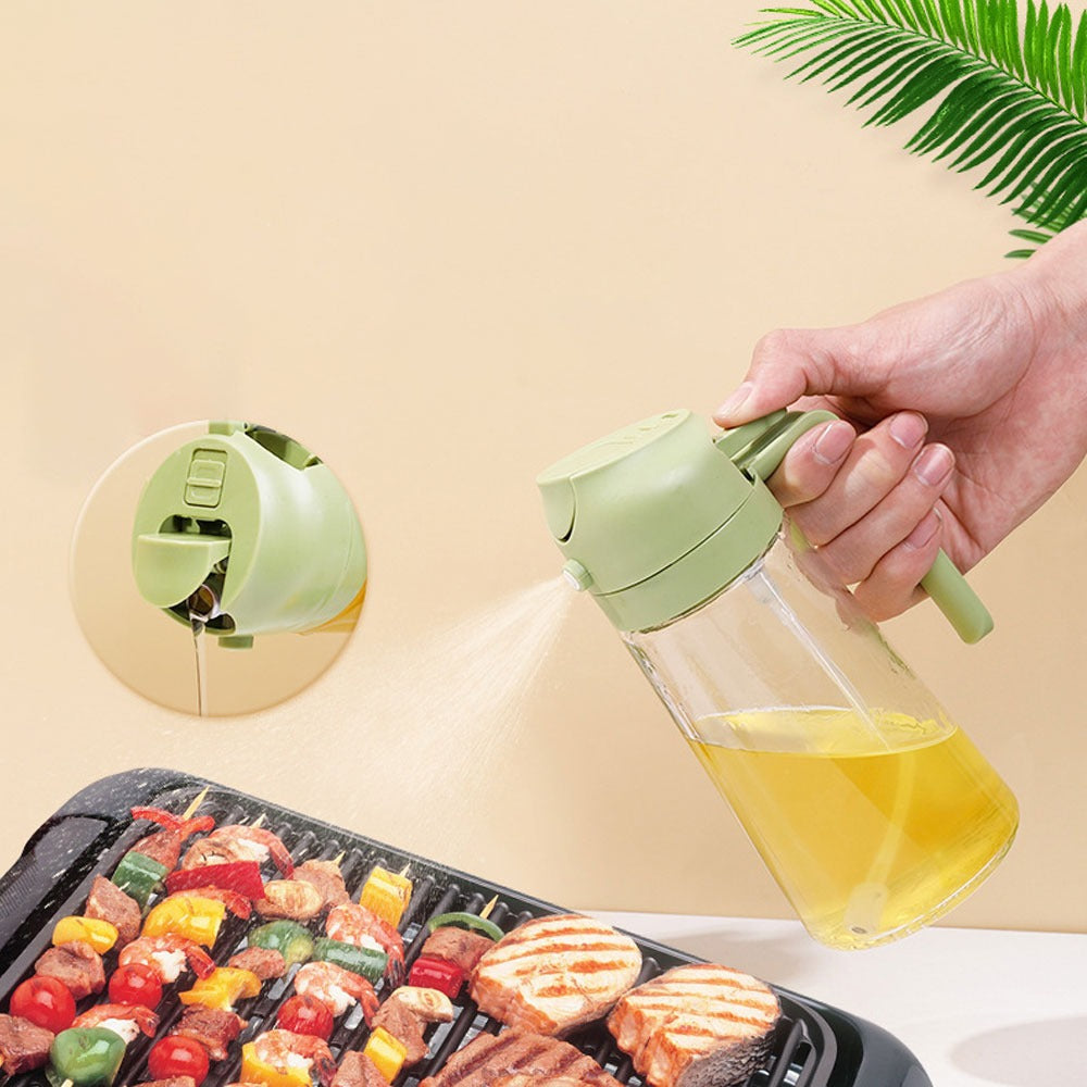 2-in-1 Oil Sprayer & Dispenser Bottle – Leakproof Glass Cooking Oil Spray & Pour Bottle for Kitchen, Air Fryer, Baking & Salad