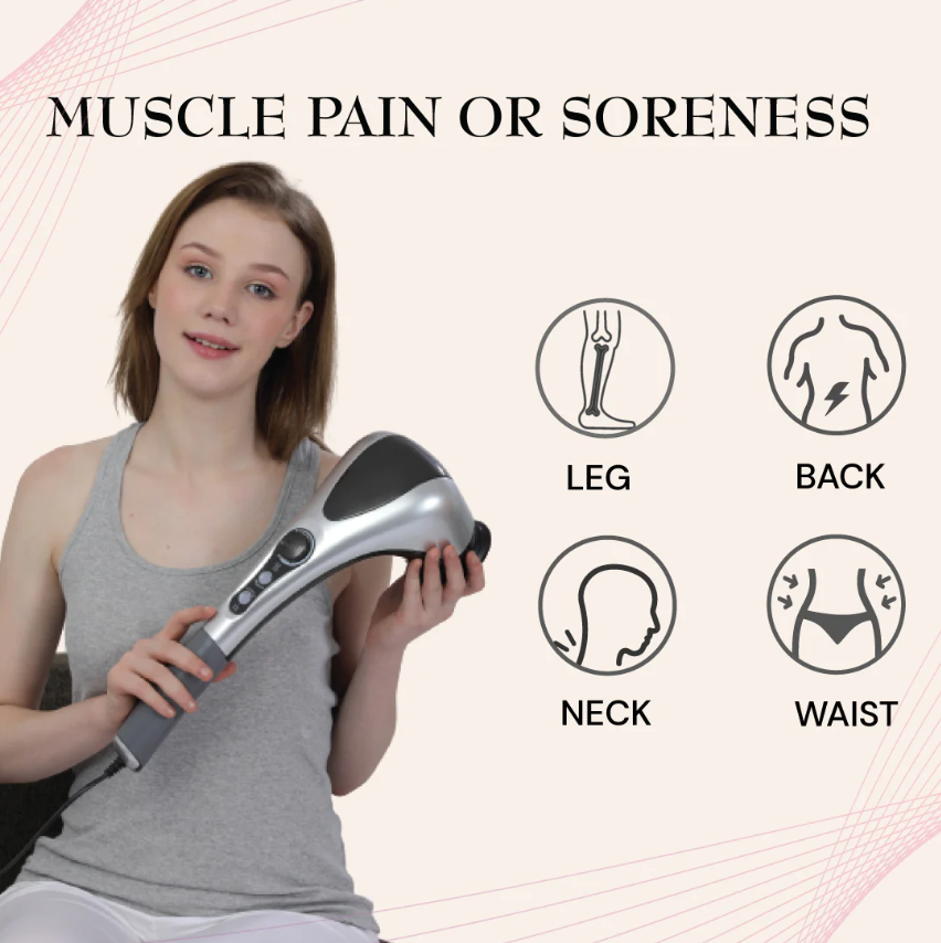 Handheld Double Head Massager – Portable Body Massage Relaxation Tool for Neck, Shoulders, Back, Arms & Legs
