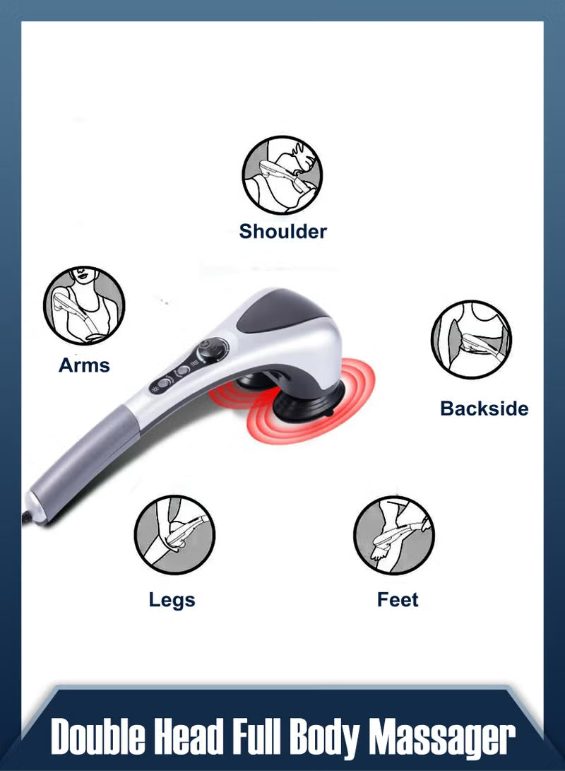 Handheld Double Head Massager – Portable Body Massage Relaxation Tool for Neck, Shoulders, Back, Arms & Legs