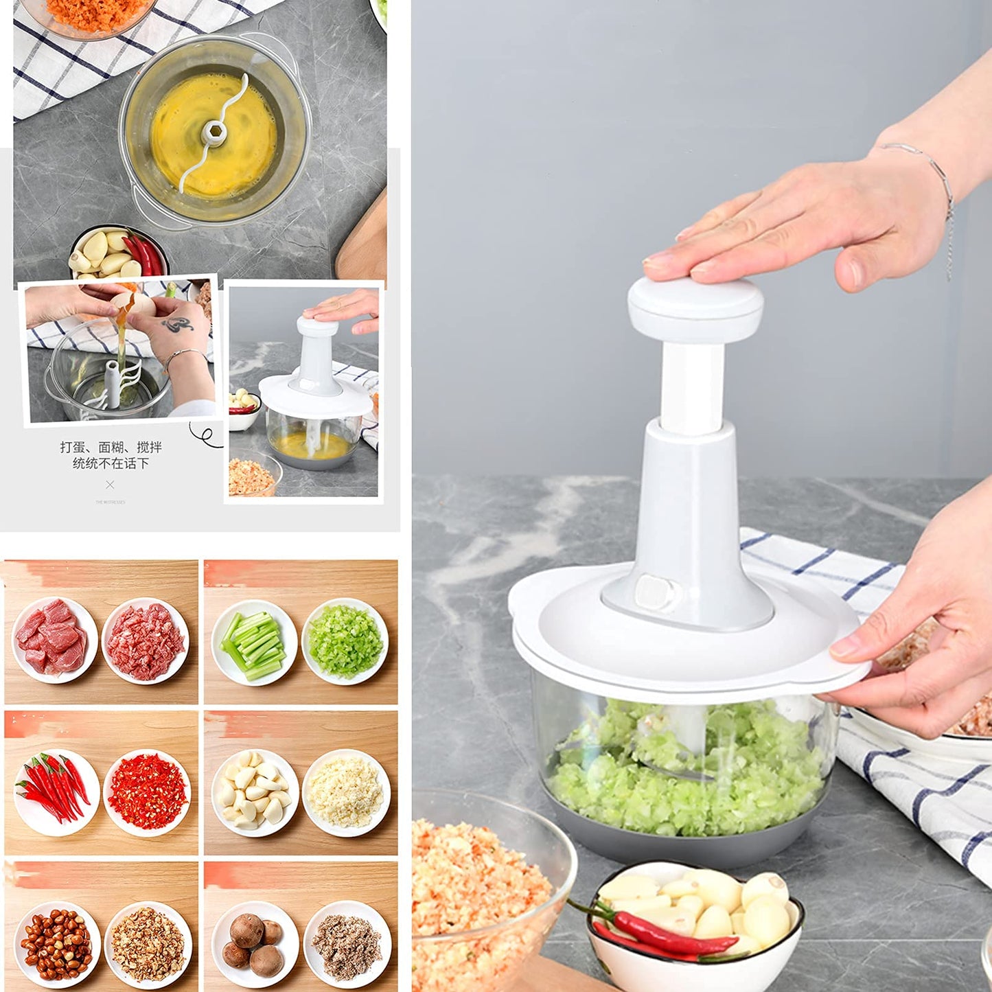 Multifunction Hand Press Manual Vegetable Chopper | Quick & Easy Vegetable Cutter, Onion & Garlic Chopper