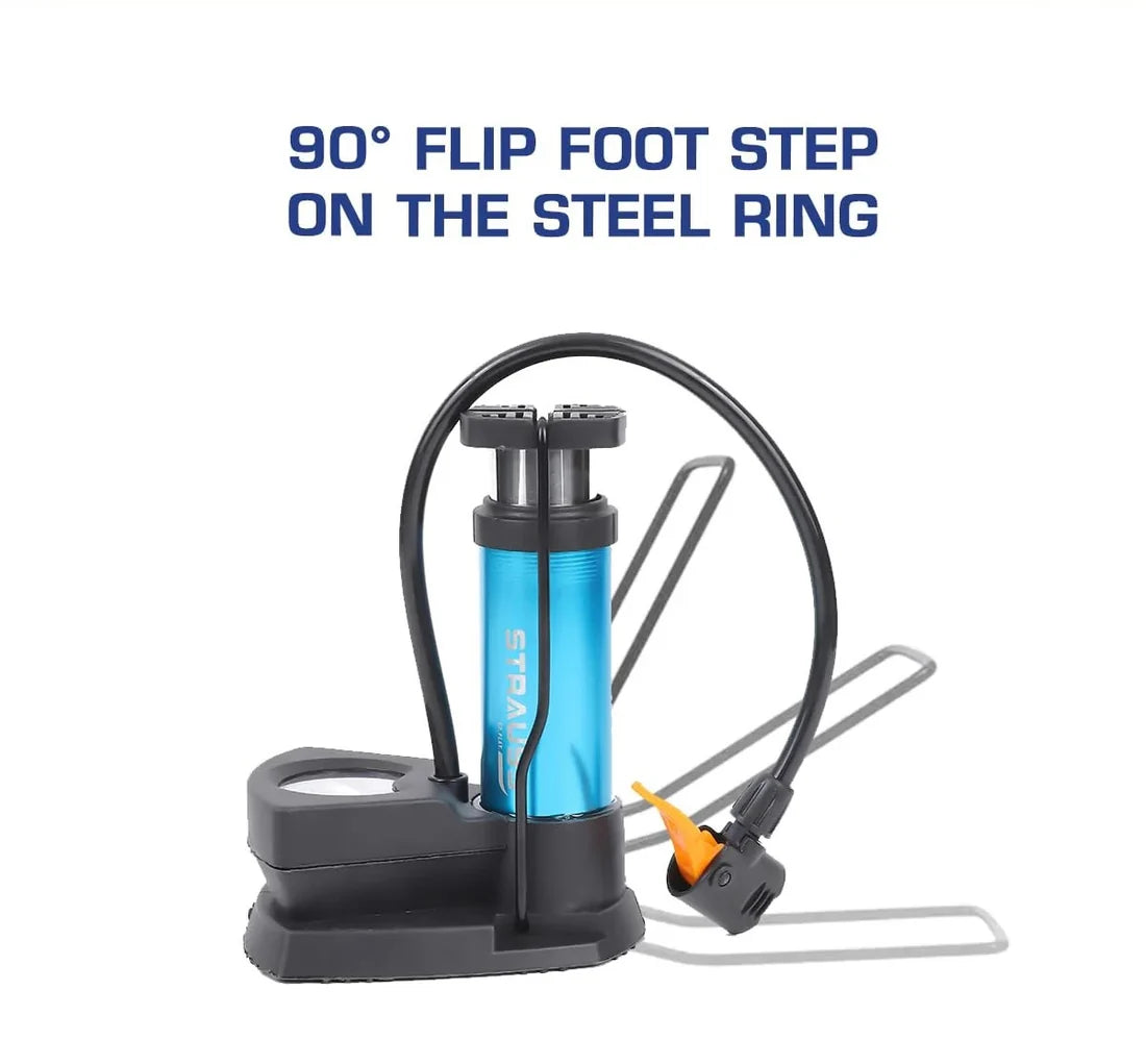 Foot & Hand Air Pump with Pressure Gauge – Portable Manual Tire Inflator for Car, Bike, Bicycle, Balls & Inflatables