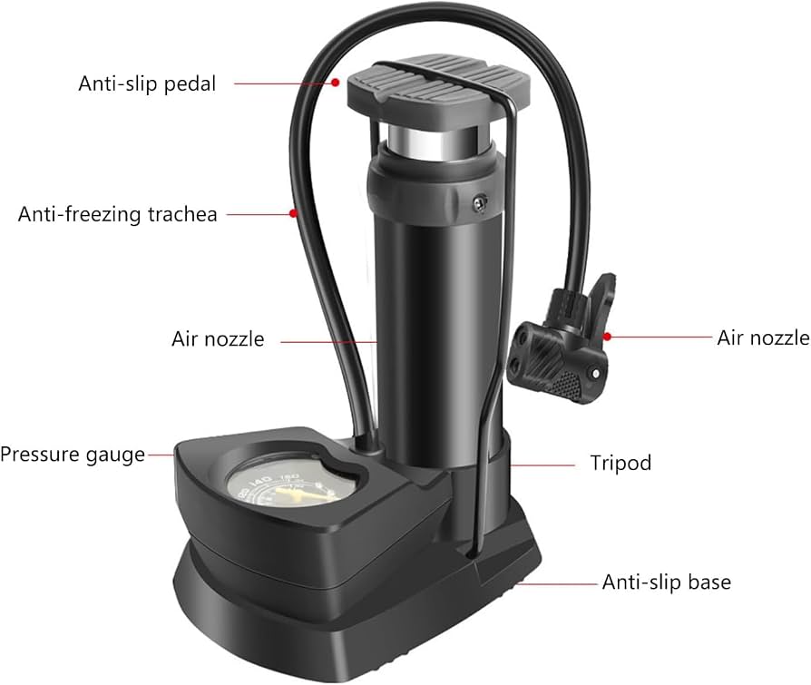 Foot & Hand Air Pump with Pressure Gauge – Portable Manual Tire Inflator for Car, Bike, Bicycle, Balls & Inflatables