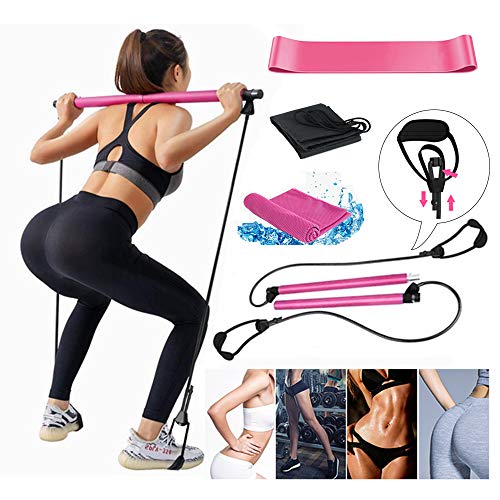 Portable Pilates Gym Workout Set with Resistance Bands & Adjustable Exercise Stick – Home Fitness Training Equipment
