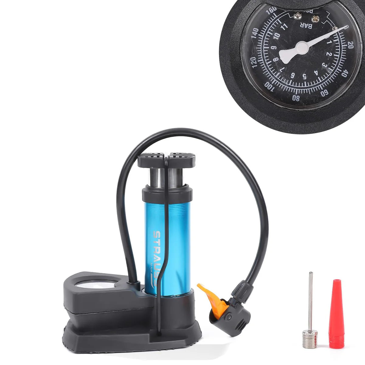 Foot & Hand Air Pump with Pressure Gauge – Portable Manual Tire Inflator for Car, Bike, Bicycle, Balls & Inflatables