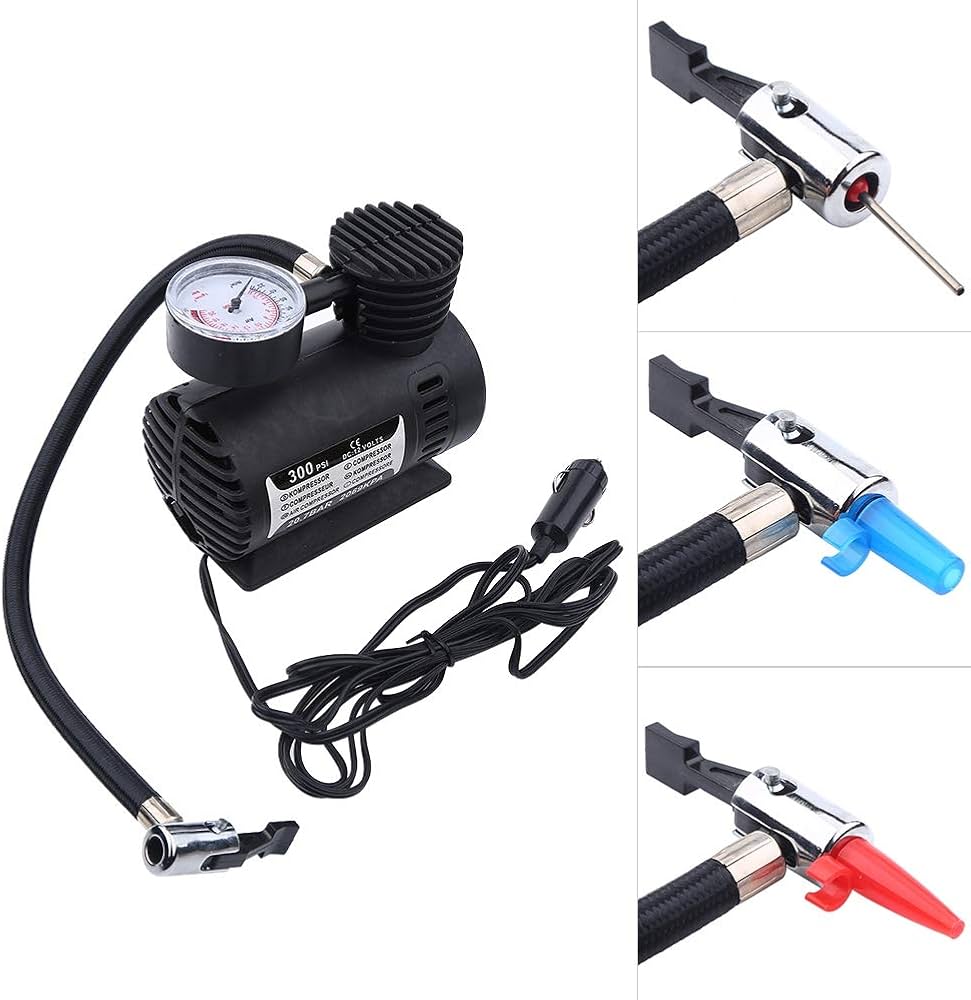 Mini Air Compressor 12V Car Tire Inflator Portable Electric Air Pump for Auto, SUV & Motorcycle
