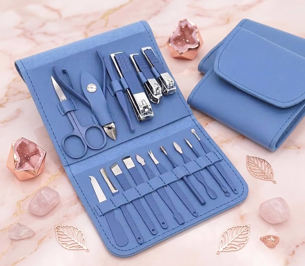 16-Piece Nail Cutter Set Stainless Steel Nail Clippers Kit with Folding Travel Case – Professional Manicure & Pedicure Tools for Men & Women