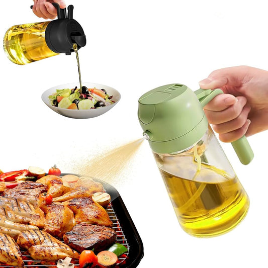 2-in-1 Oil Sprayer & Dispenser Bottle – Leakproof Glass Cooking Oil Spray & Pour Bottle for Kitchen, Air Fryer, Baking & Salad