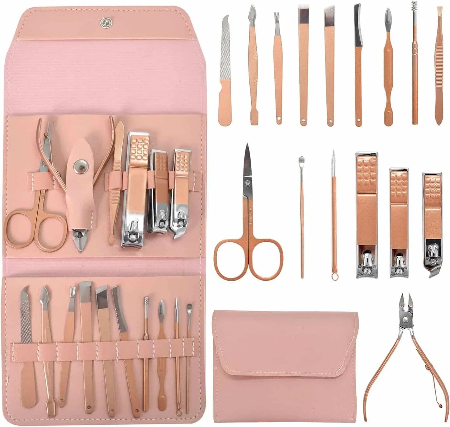 16-Piece Nail Cutter Set Stainless Steel Nail Clippers Kit with Folding Travel Case – Professional Manicure & Pedicure Tools for Men & Women