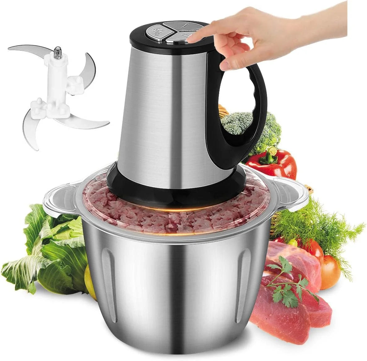 Electric Meat Grinder 2-Speed Stainless Steel | Powerful Meat Mincer & Food Chopper for Home Kitchen