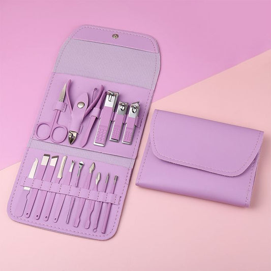 16-Piece Nail Cutter Set Stainless Steel Nail Clippers Kit with Folding Travel Case – Professional Manicure & Pedicure Tools for Men & Women