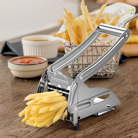 French Fry Cutter with 2 Blades | Stainless Steel Potato Slicer & Professional French Fries Cutter | Manual Potato Cutting Machine