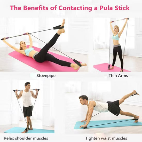 Portable Pilates Gym Workout Set with Resistance Bands & Adjustable Exercise Stick – Home Fitness Training Equipment