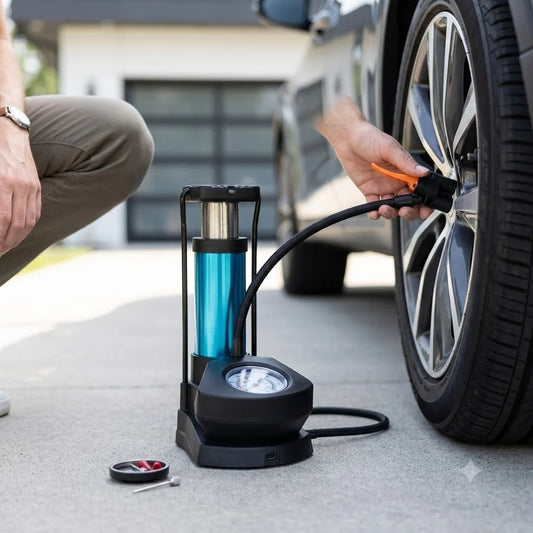 Foot & Hand Air Pump with Pressure Gauge – Portable Manual Tire Inflator for Car, Bike, Bicycle, Balls & Inflatables