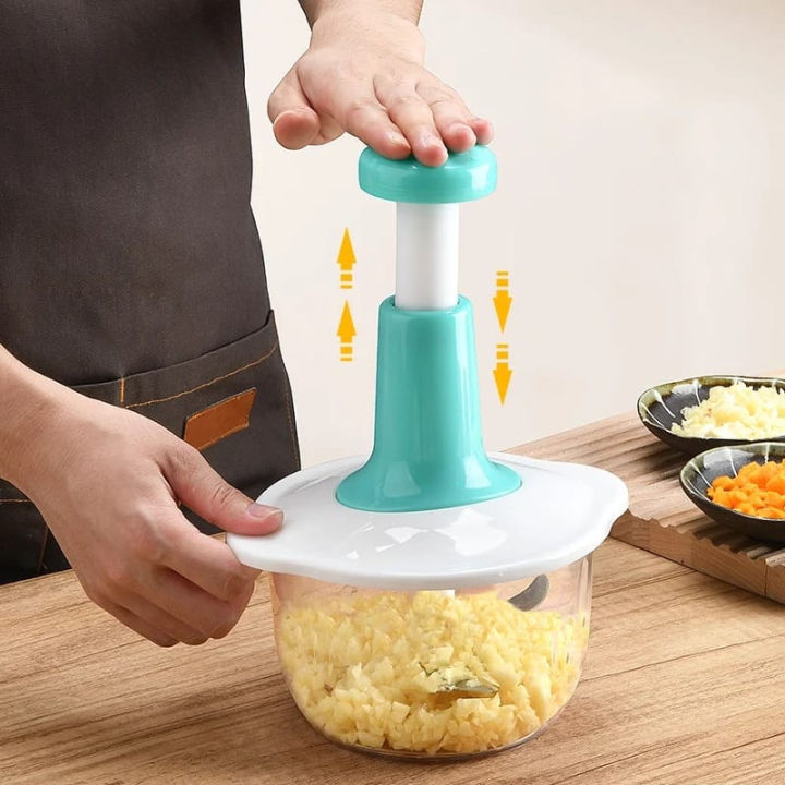 Multifunction Hand Press Manual Vegetable Chopper | Quick & Easy Vegetable Cutter, Onion & Garlic Chopper