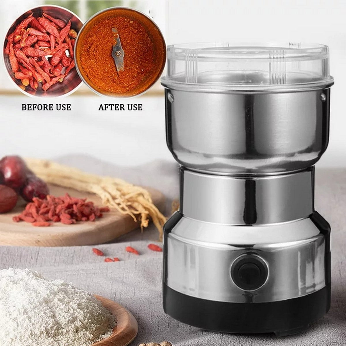 Electric Stainless Steel Grinding Milling Machine | Powerful Grain, Spice & Dry Food Grinder