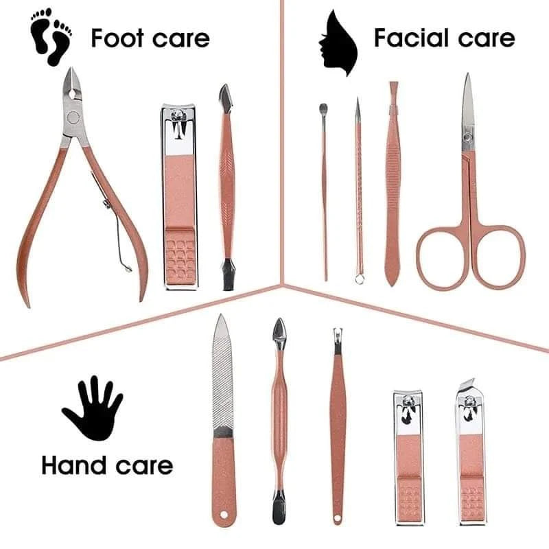16-Piece Nail Cutter Set Stainless Steel Nail Clippers Kit with Folding Travel Case – Professional Manicure & Pedicure Tools for Men & Women