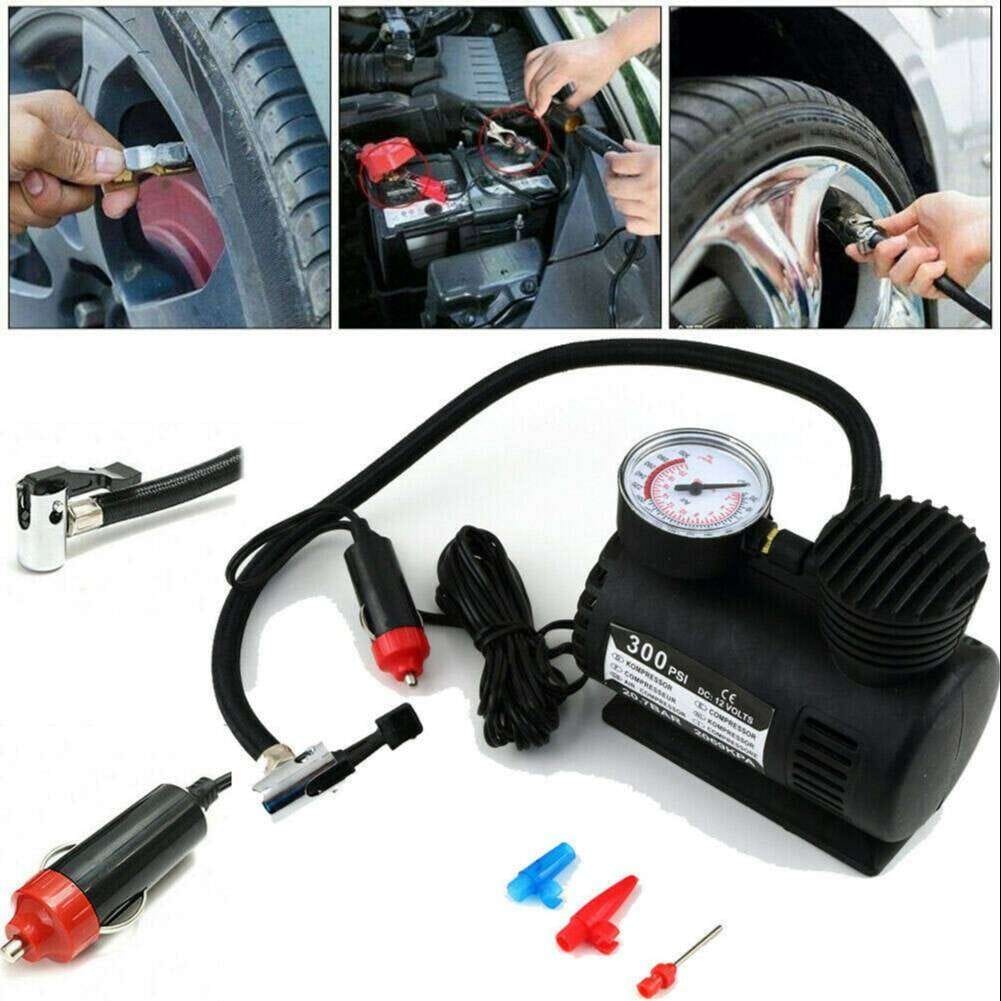 Mini Air Compressor 12V Car Tire Inflator Portable Electric Air Pump for Auto, SUV & Motorcycle