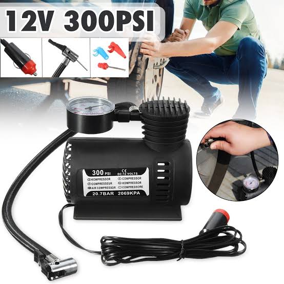 Mini Air Compressor 12V Car Tire Inflator Portable Electric Air Pump for Auto, SUV & Motorcycle