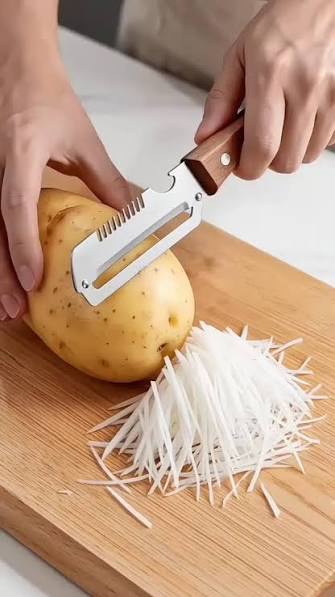 3-in-1 Vegetable Peeler Set with Wooden Handle & Stainless Steel Blades | Multifunctional Kitchen Peeler, Slicer & Cutter