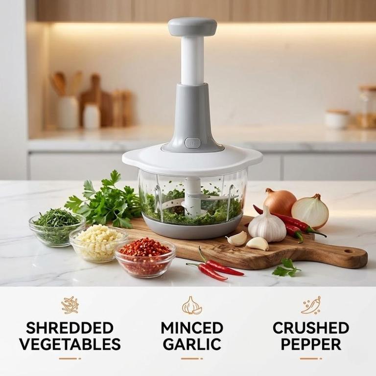 Multifunction Hand Press Manual Vegetable Chopper | Quick & Easy Vegetable Cutter, Onion & Garlic Chopper