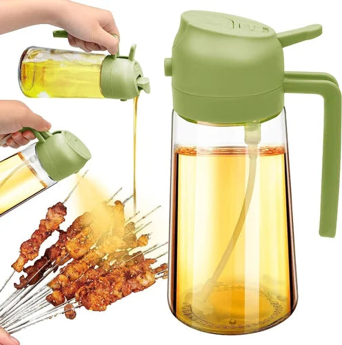 2-in-1 Oil Sprayer & Dispenser Bottle – Leakproof Glass Cooking Oil Spray & Pour Bottle for Kitchen, Air Fryer, Baking & Salad