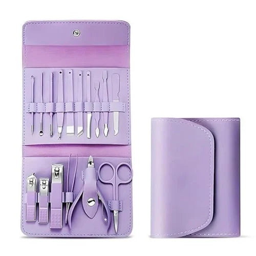 16-Piece Nail Cutter Set Stainless Steel Nail Clippers Kit with Folding Travel Case – Professional Manicure & Pedicure Tools for Men & Women